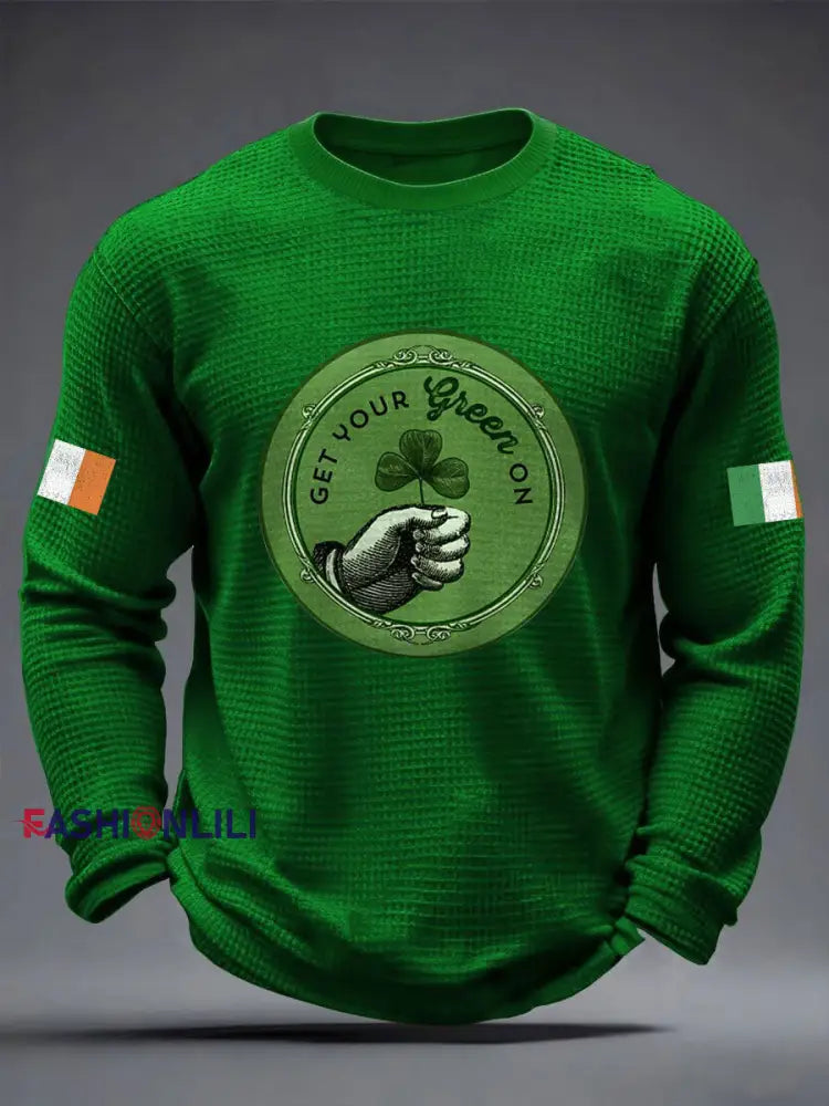 Men’s Ireland Rugby Lover Printed Waffle Tops Green / S