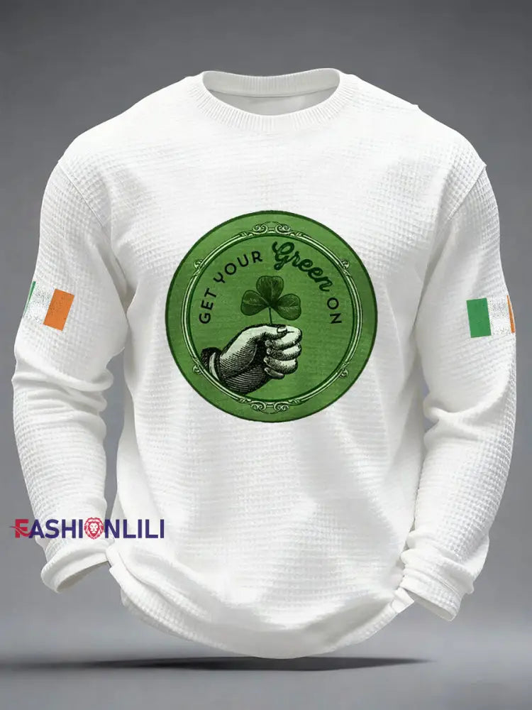 Men’s Ireland Rugby Lover Printed Waffle Tops White / S