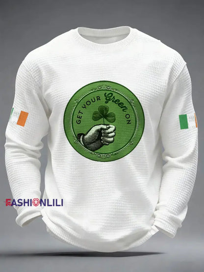 Men’s Ireland Rugby Lover Printed Waffle Tops White / S
