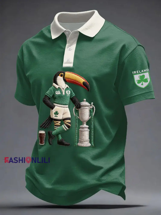 Men’s Ireland Rugby Lover Shamrocks Printed Casual Tops Green / S