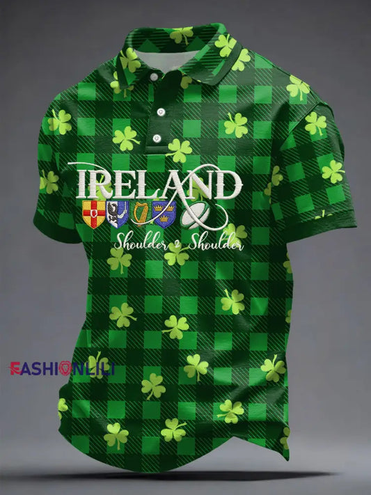 Men’s Ireland Rugby Lover Shamrocks Printed Casual Tops Green / S