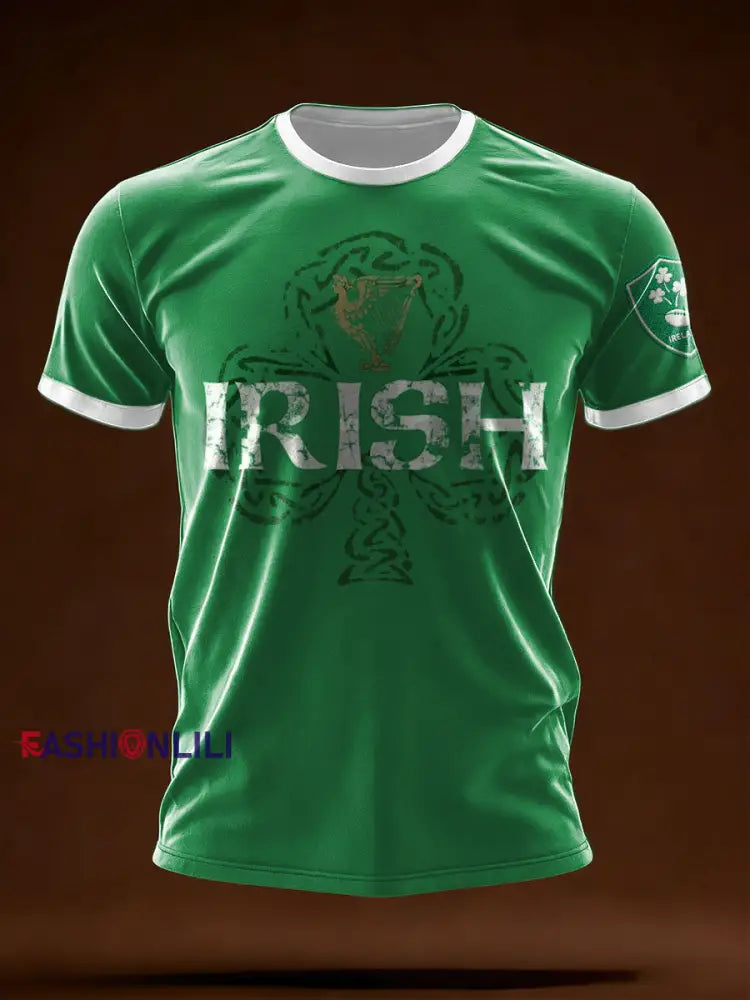 Men’s Ireland Rugby Lover Shamrocks Printed T-shirt Green / S
