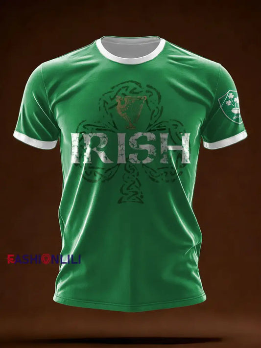 Men’s Ireland Rugby Lover Shamrocks Printed T-shirt Green / S