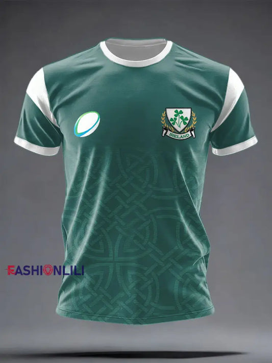Men’s Ireland Rugby Lover Shamrocks Printed T-shirt Green / S