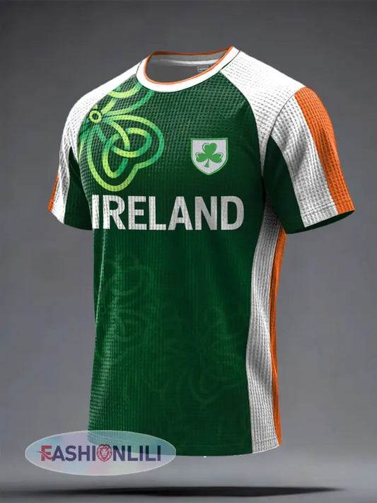 Men’s Ireland Rugby Lover Shoulder 2 Shoulder Printed Waffle T-shirt - Green / S