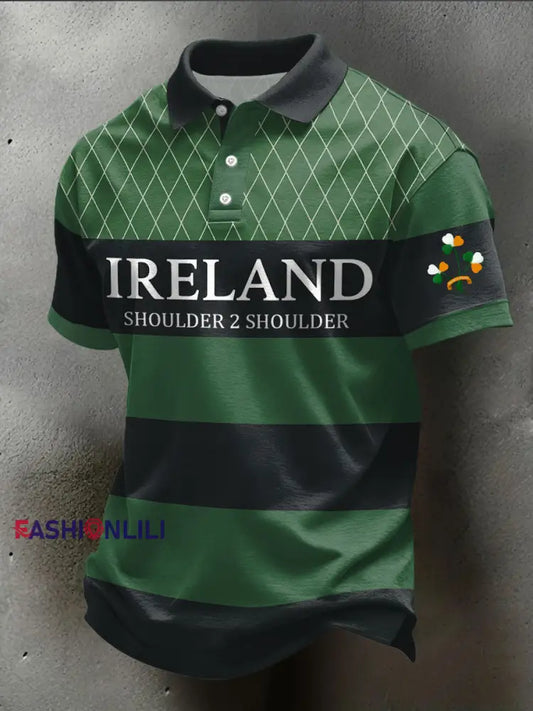 Men’s Ireland Rugby Lover Shouler 2 Shoulder Printed Casual Tops Green / S