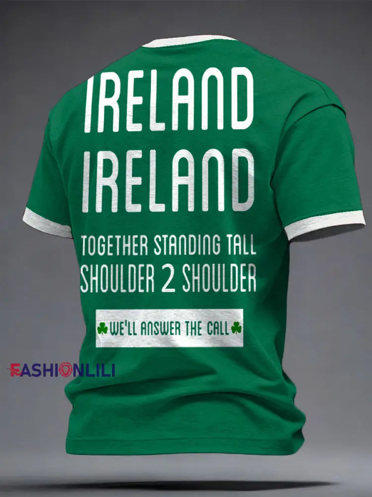 Men’s Ireland Rugby Lover Shouler 2 Shoulder Printed T-shirt
