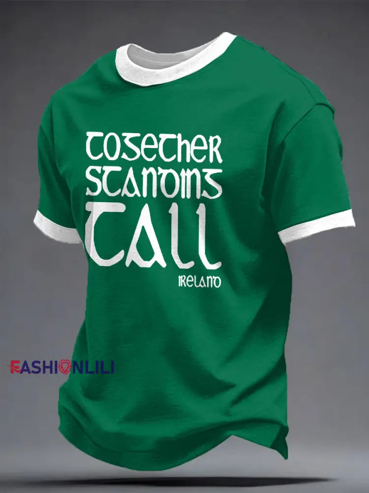 Men’s Ireland Rugby Lover Shouler 2 Shoulder Printed T-shirt