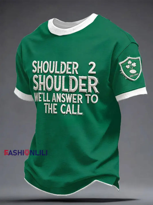 Men’s Ireland Rugby Lover Shouler 2 Shoulder Printed T-shirt Green / S