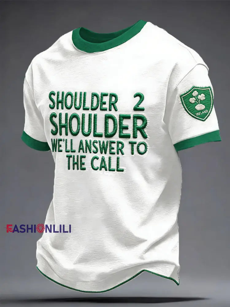 Men’s Ireland Rugby Lover Shouler 2 Shoulder Printed T-shirt White / S