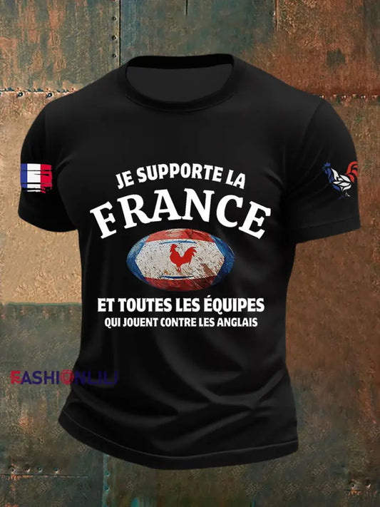 Men’s Je Supporte La France Short-sleeved T-shirt Black / S