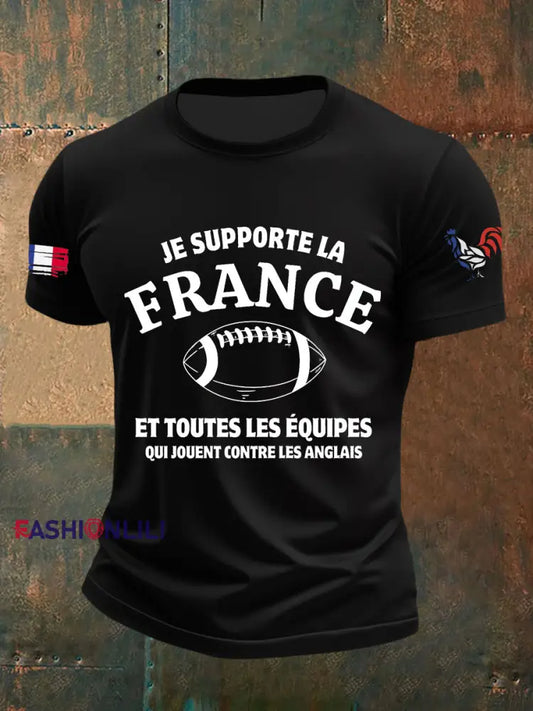 Men’s Je Supporte La France Short-sleeved T-shirt Black / S