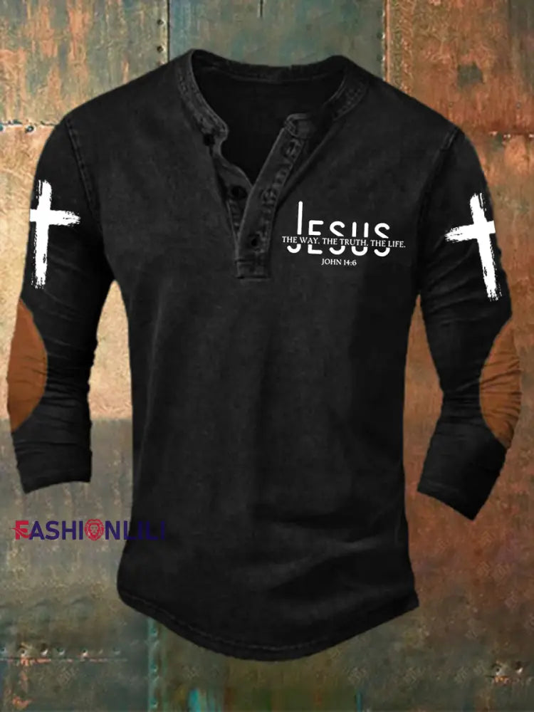 Men’s Jesus Vintage Long-sleeved T-shirt Black / S
