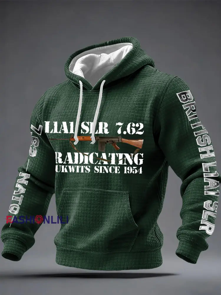 Men’s L1A1 SLR 7.62 Print Checkered Cotton Hoodie Army Green / S