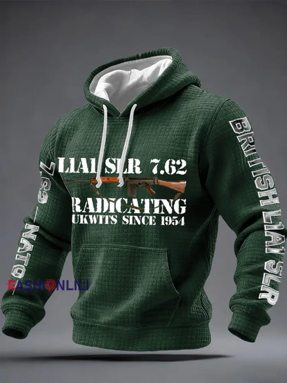 Men’s L1A1 SLR 7.62 Print Checkered Cotton Hoodie Army Green / S