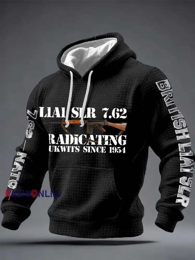 Men’s L1A1 SLR 7.62 Print Checkered Cotton Hoodie Black / S