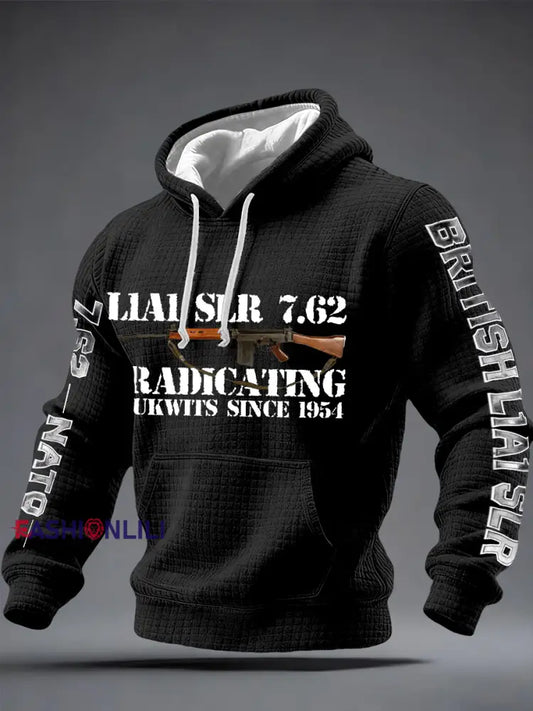 Men’s L1A1 SLR 7.62 Print Checkered Cotton Hoodie Black / S