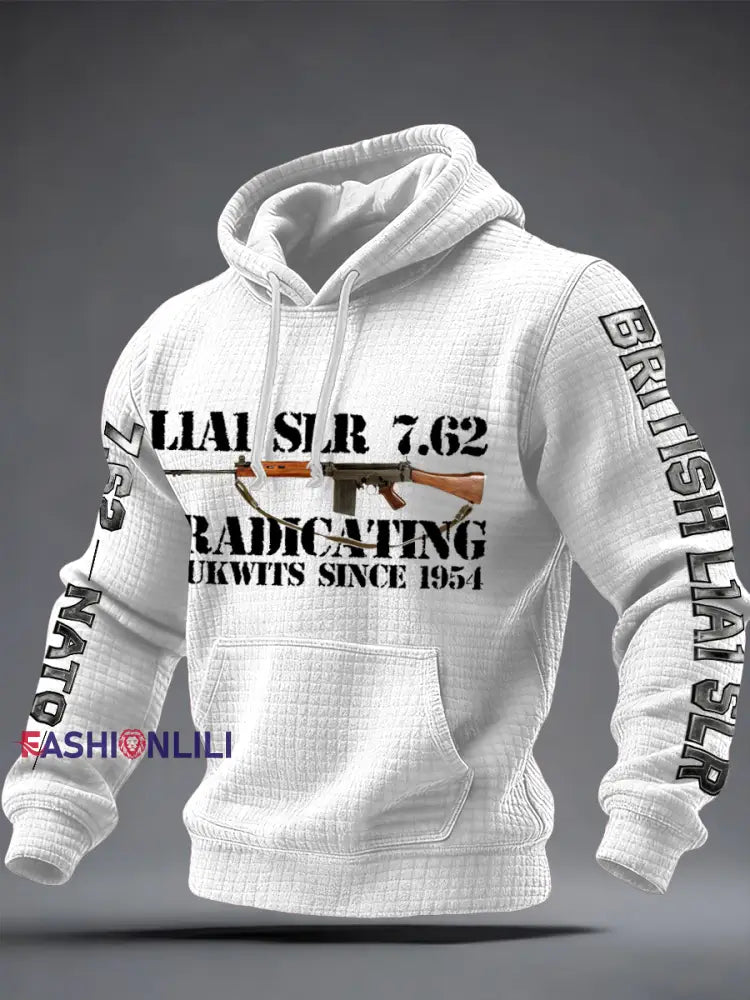 Men’s L1A1 SLR 7.62 Print Checkered Cotton Hoodie White / S