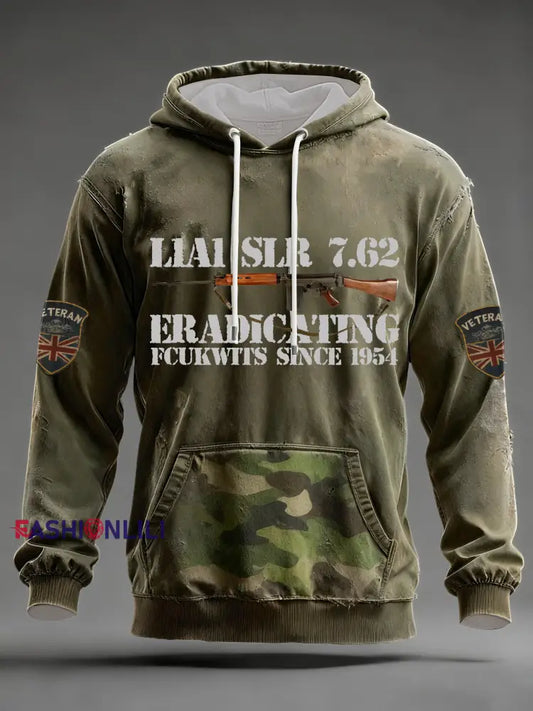 Men’s L1A1 SLR 7.62 Print Oversized Drop-Shoulder Hoodie with Pockets Army Green / S