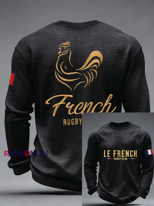 Men’s Le French Rugby Club Waffle Long Sleeve T-Shirt Black / S