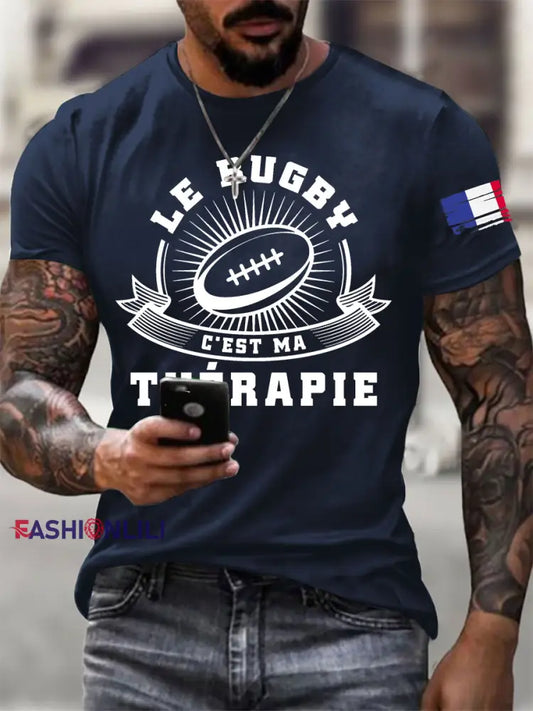 Men’s Le Rugby C’est Ma Thérapie Short-sleeved T-shirt Navy Blue / S