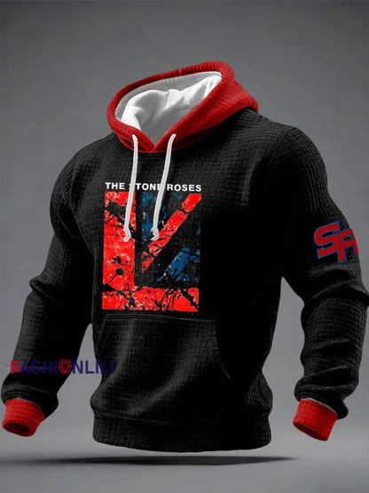 Men’s Lemon Roses Music Lover Checkered Cotton Hoodie Black / S