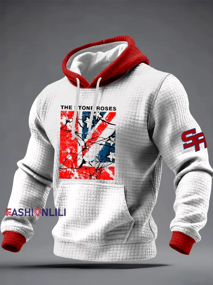 Men’s Lemon Roses Music Lover Checkered Cotton Hoodie White / S