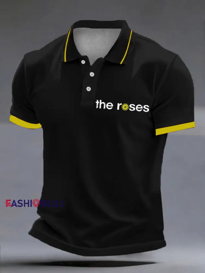 Men’s Lemon Roses Music Lover polo shirt Black / S