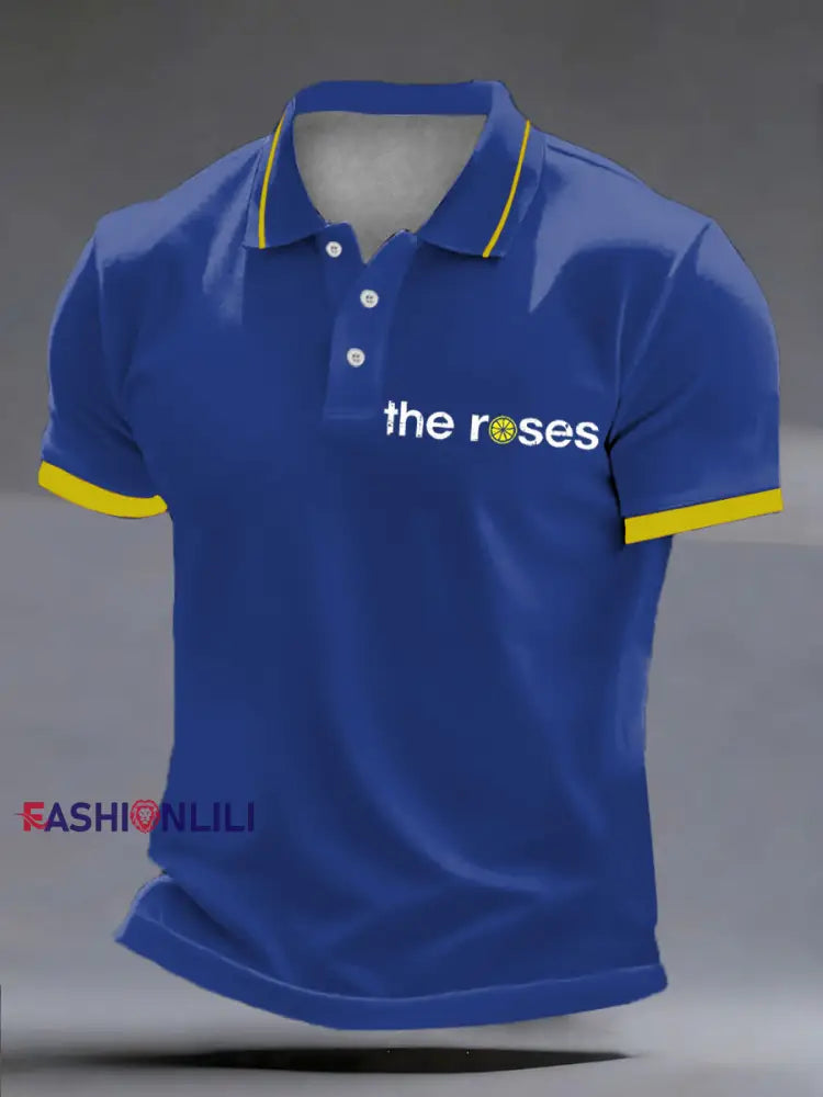 Men’s Lemon Roses Music Lover polo shirt Blue / S