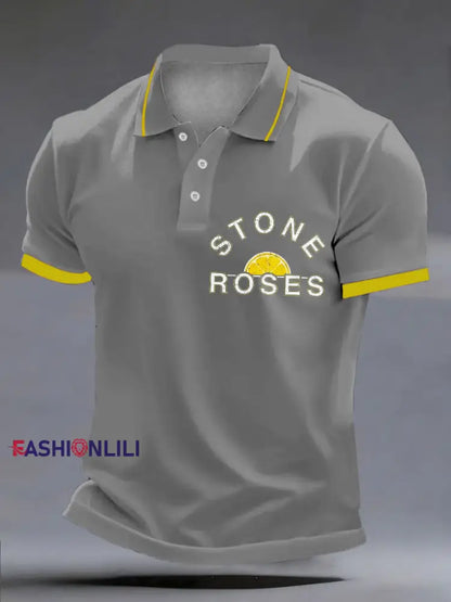 Men’s Lemon Roses Music Lover polo shirt Gray / S