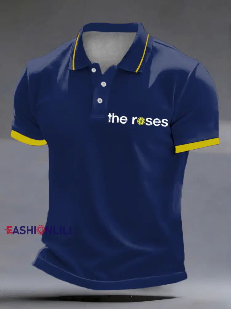 Men’s Lemon Roses Music Lover polo shirt Navy Blue / S