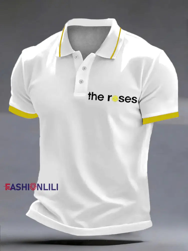 Men’s Lemon Roses Music Lover polo shirt White / S