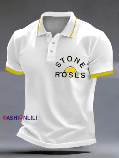 Men’s Lemon Roses Music Lover polo shirt White / S