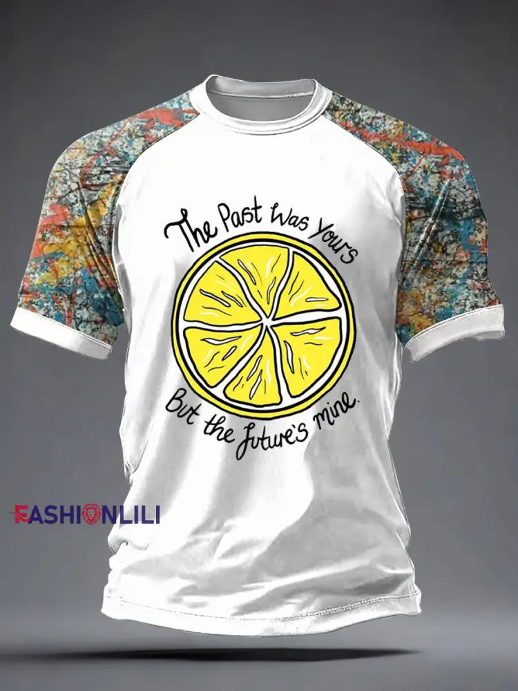 Men’s Lemon Roses Music Lover Printed short sleeve t-shirt White / S