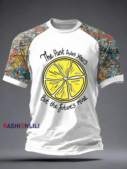 Men’s Lemon Roses Music Lover Printed short sleeve t-shirt White / S
