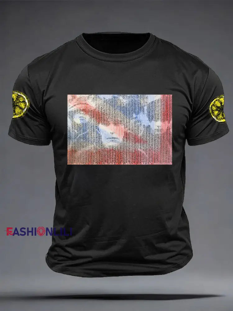 Men’s Lemon Roses Music Lover Printed T-shirt Black / S