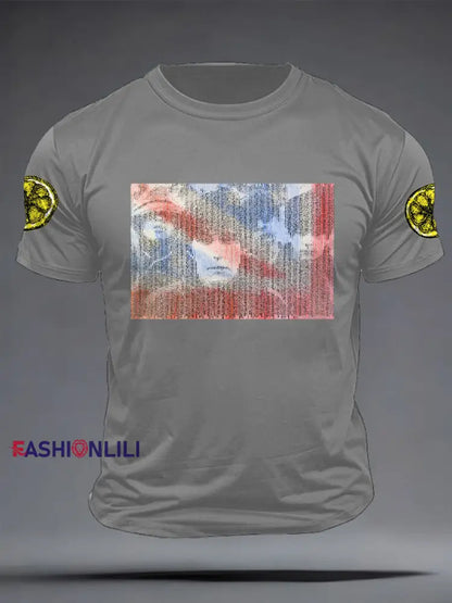 Men’s Lemon Roses Music Lover Printed T-shirt Light Gray / S