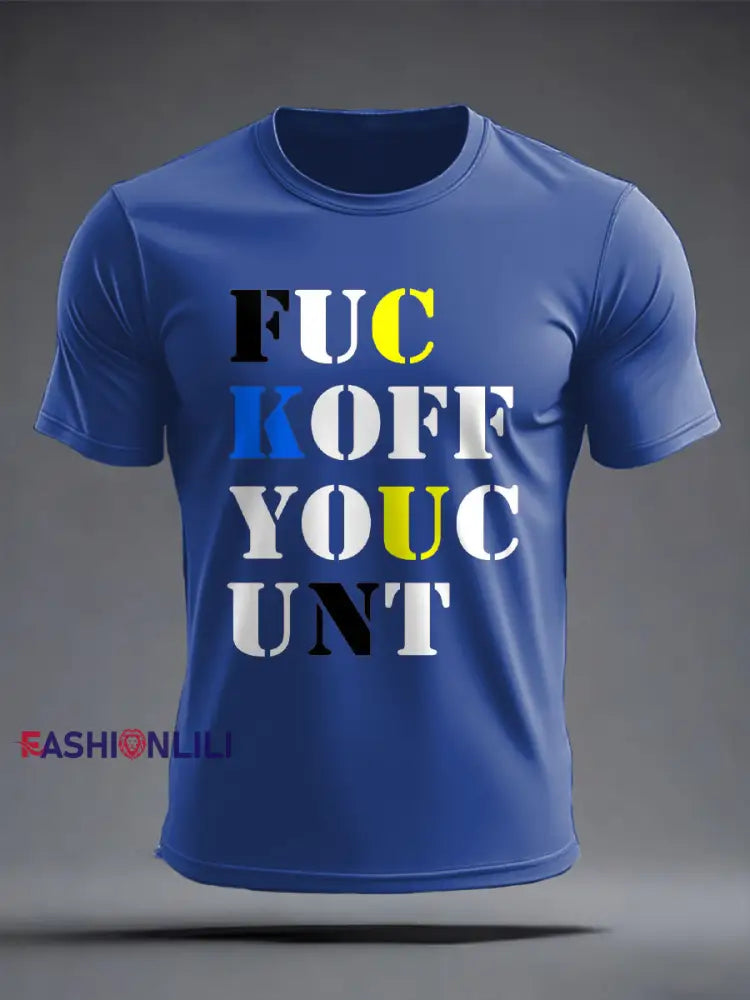 Men’s Lemon Roses Music Lover Printed T-shirt Royal Blue / S