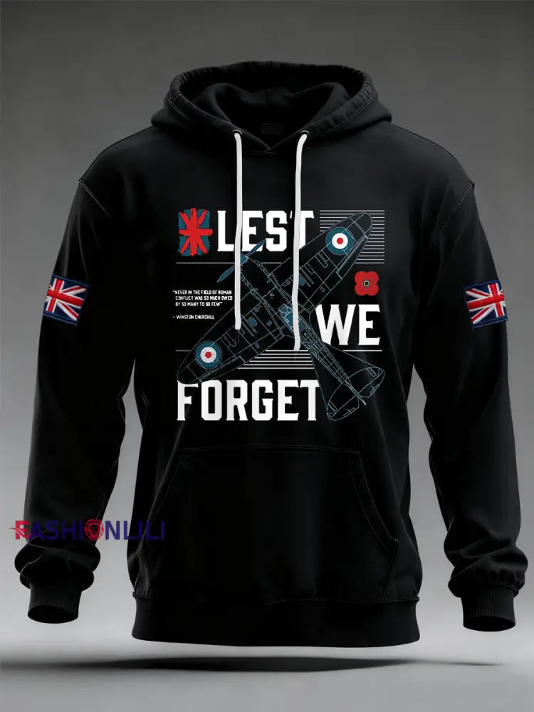 Men’s Lest We Forget Hoodie Black / S