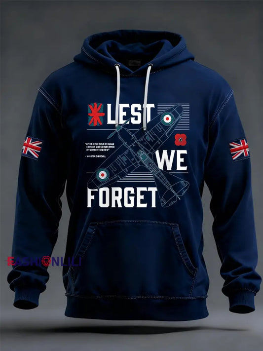 Men’s Lest We Forget Hoodie Navy Blue / S