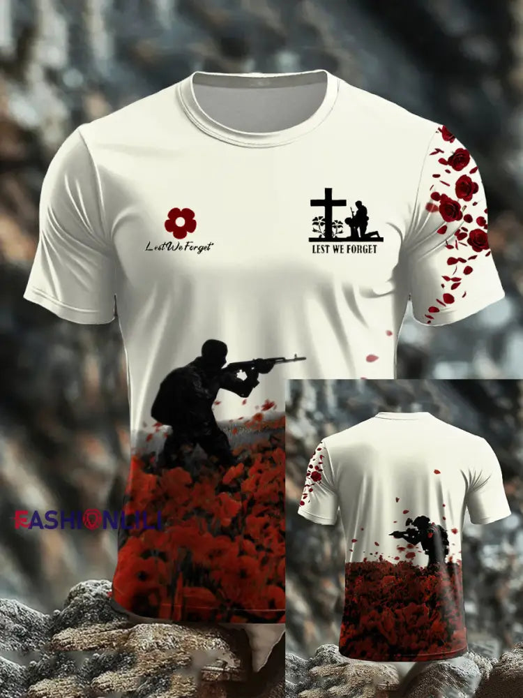 Men’s Lest We Forget Printed short sleeves t-shirt As picture / S