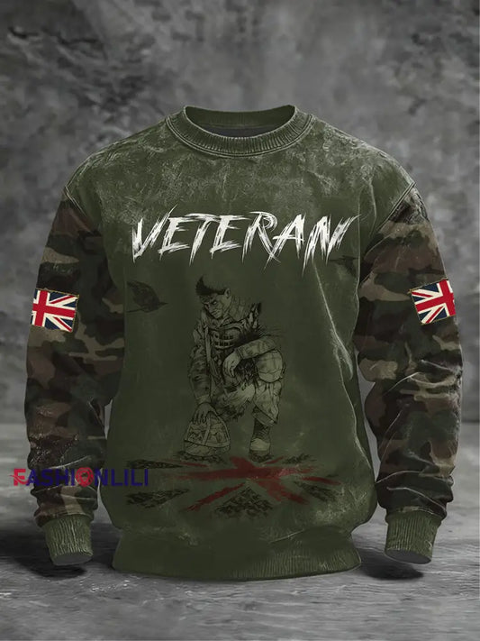 Men’s Lest We Forget Veteran Crew Neck Sweatshirt Army Green / S