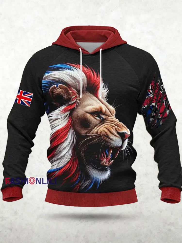 Men’s Lion Flag Hoodie Black / S