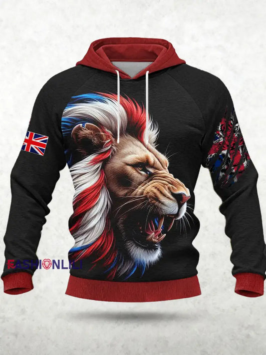Men’s Lion Flag Hoodie Black / S