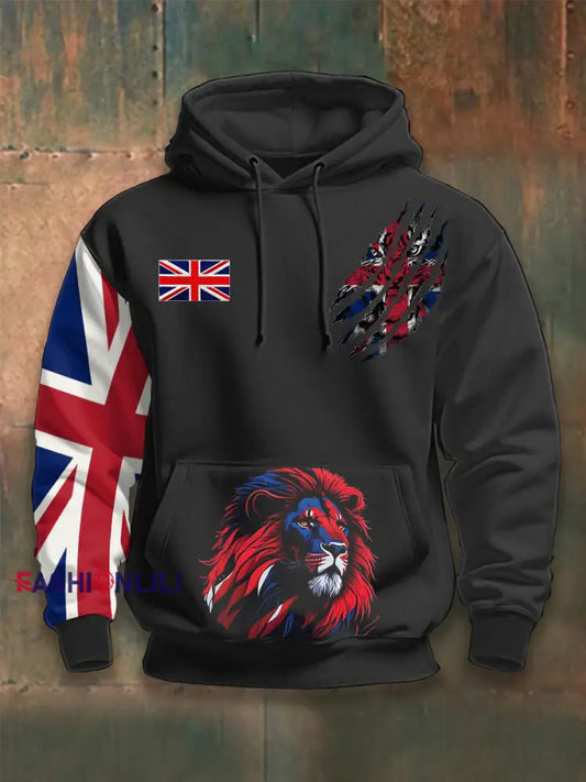 Men’s Lion Flag Hoodie Black / S