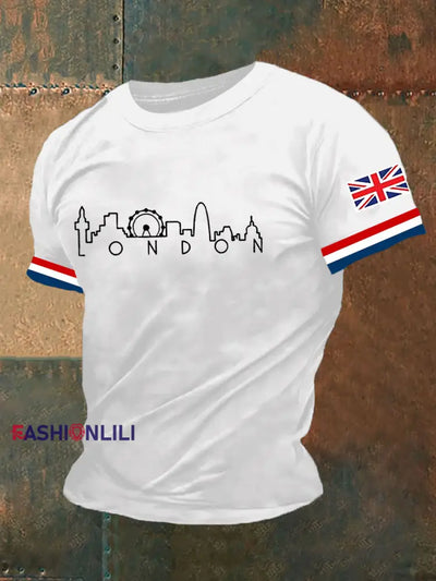 Men’s London England Flag Ptinted Short Sleeve T-shirt White / S