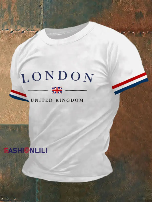 Men’s London England Flag Ptinted Short Sleeve T-shirt White / S