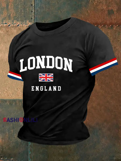 Men’s London England Ptinted Short Sleeve T-shirt Black / S