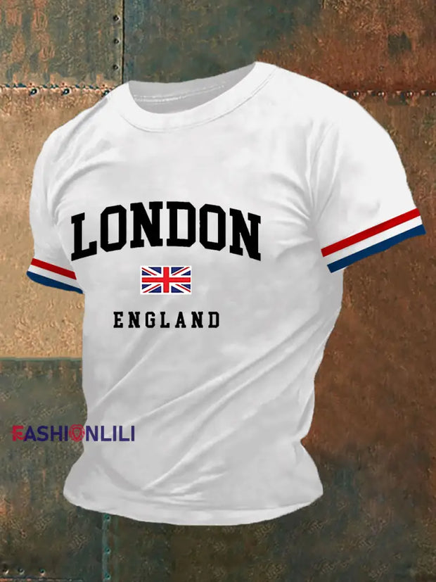Men’s London England Ptinted Short Sleeve T-shirt White / S