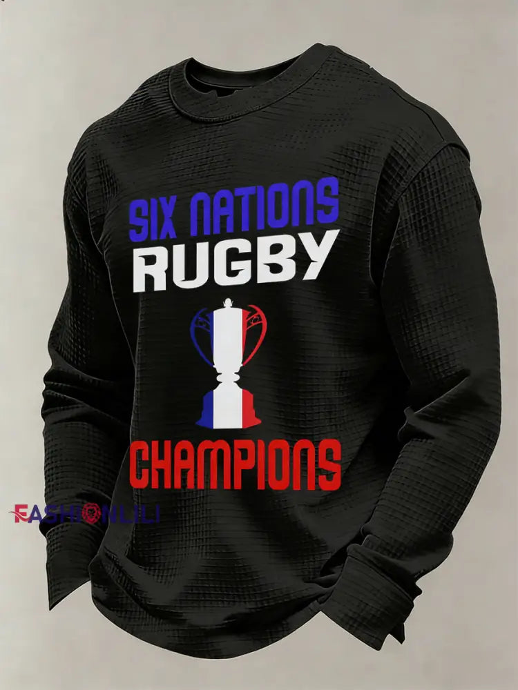 Men’s Long-Sleeved Shirt With Six Nations Rugby Championship-Inspired Print A / S